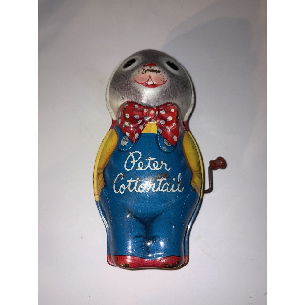 Vintage Peter Cottontail 1953 Mattel Tin Wind Up Toy